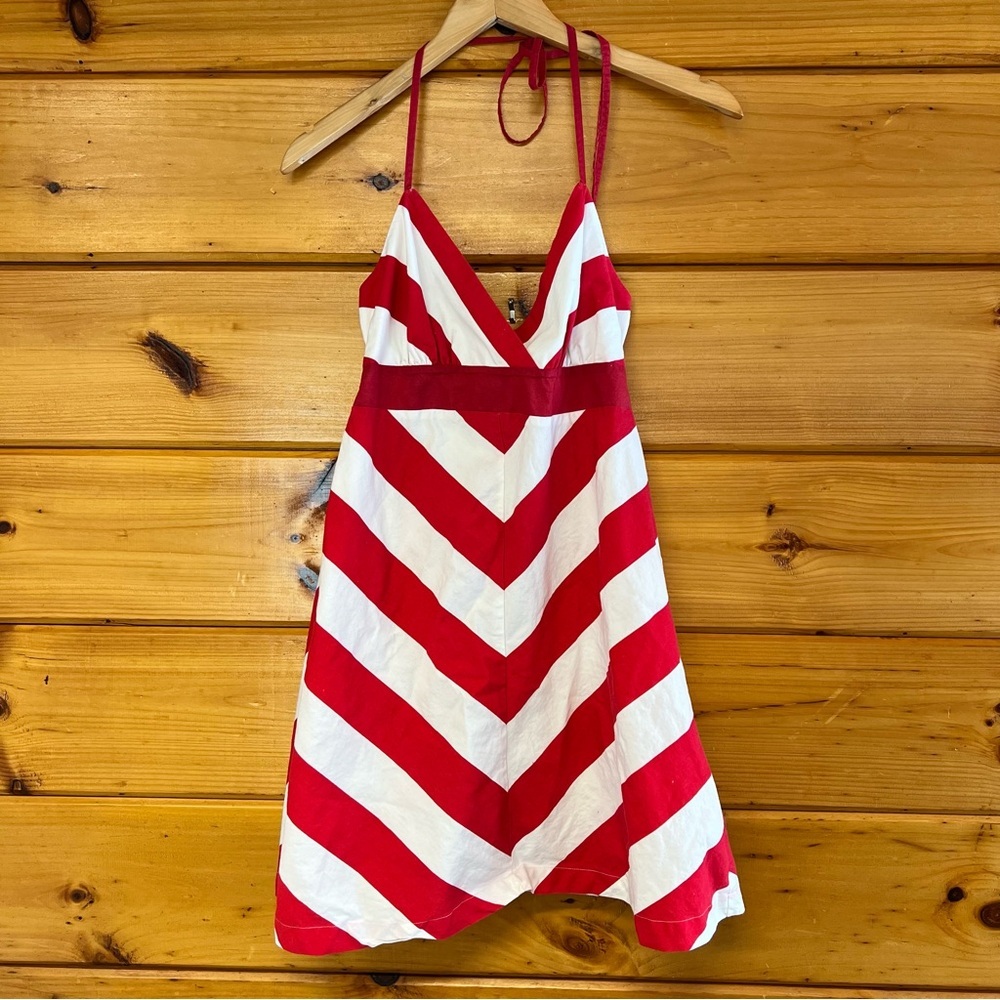 Johnny Martin Cotton Red and White Womens Dress Fit & Flare Halter Tie M